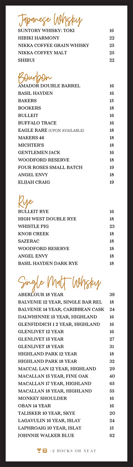 Dessert menu, Greystone